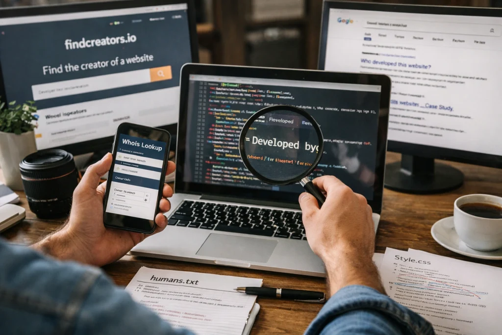 how to find out who developed a website